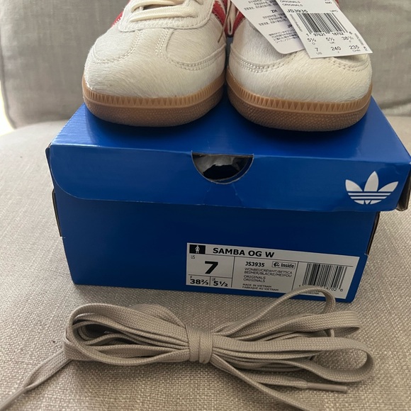 Adidas Samba OG Pony - Wonder Beige / Cream White / Better Scarlet JS3935 - Picture 5 of 5